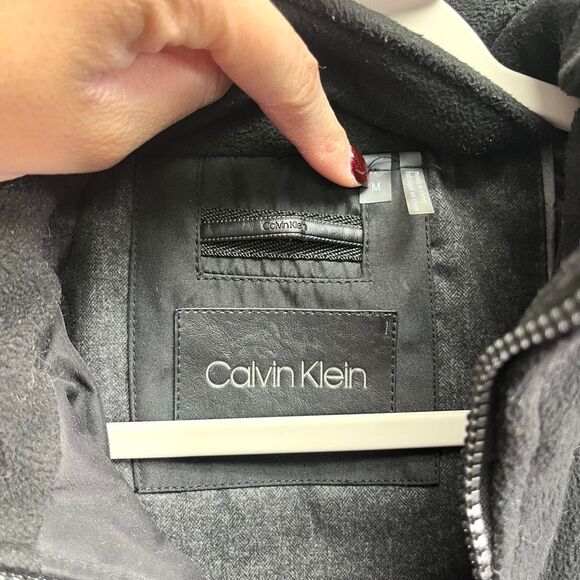 Calvin Klein Coat Men’s M Black Weather Resistant Double Zip Up w/Removable Hood - Picture 5 of 8